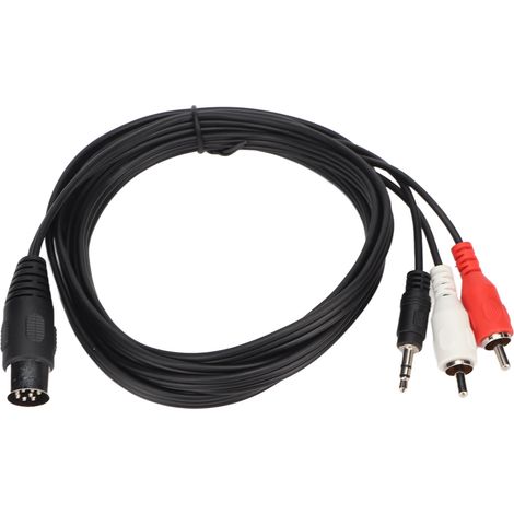 Câble adaptateur DIN 8 broches vers 3,5 mm 2 RCA mâle vers mâle Big DIN pour amplificateur, récepteur, caisson de basses, 1,8 m (1/4)