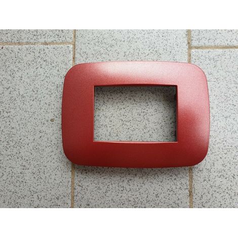 TrAdE Shop Traesio - Placca Placchetta Placchette Compatibili Per Serie Axolute Bticino Colorate Fori - Rosso metallizzato -4 fori     -
