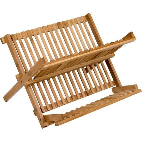 Faltbarer Geschirrständer aus Bambus, beige X (1/3)