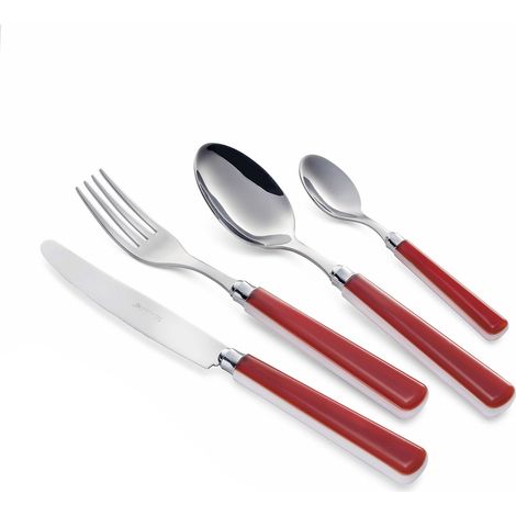 Servizio Set di Posate 24 pezzi in Acciaio Inox Eme Candy Rosso 187