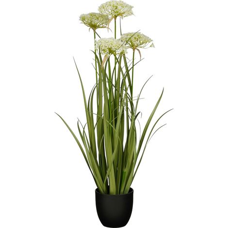 Plante Artificielle Graminée en Pot pour Décoration Intérieure Vert et Blanc H90 cm - PANGIVO (1/5)