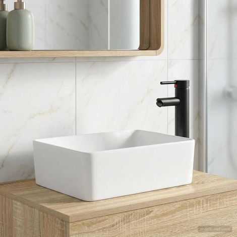 Lavabo de baño Negro Mate 40,5 x 30,5 x 13 cm Metal