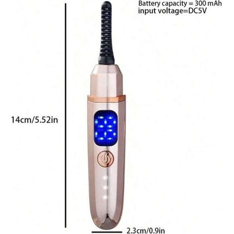 Recourbe-cils électrique chauffant avec LED, 3 niveaux de température, rechargeable USB, recourbe-cils chauffant pour femme, rose (1/5)