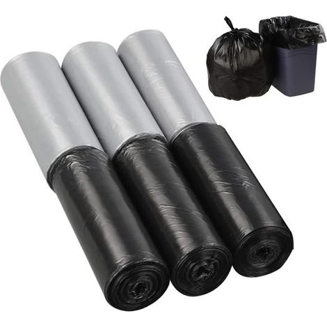 40L Sacs Poubelle Sac à Poubelle Sachet Poubelle Large Gris Noir, 6 Rouleaux, 150 Sacs in Total (1/4)