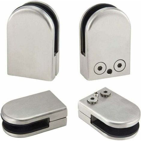 Pack Glass Clamp Bracket, 6-8 mm, Stainless Steel Glass Clamps, Adjustable Glass Brackets, Flat Back, Connecting Clamp Bracket for Balustrades, Stairs, Handrails, Windows, Silver MUMU