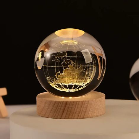 Boule de cristal 3D de 6 cm, gravée au laser, décoration de bureau pour la maison (1/2)