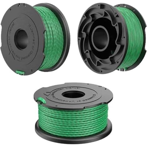 Black & Decker A6486 Bobine de fil pour coupe-bordure GL7033, GL8033-QS, STC5433PC-QW, STC5433B-QW Ø 2 mm, 6 m avec capuchon 90583594 (3 bobines) (1/4)