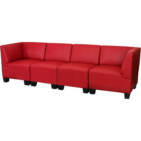Salotto modulare componibile lounge moderno Lione N71 ecopelle divano 4 posti alto rosso (1/5)
