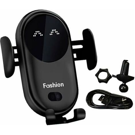 Induction sans Fil Voiture, Automatic Clamping Chargeur Induction Voiture Rotation 360° Chargeur Telephone Voiture Clip pour iPhone Samsung Huawei LG Tous Les Appareils(Noir) (1/5)