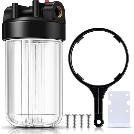 10" x 4,5" Gehäuse für den gesamten Hauswasserfilter Universelles Sedimentwasserfiltersystem 1" Port aus Braut Npt, für die Vorfiltration des gesamten Hauses, transparent (1/5)