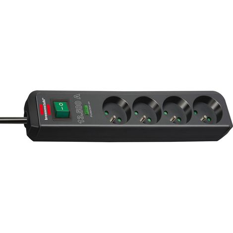 Regleta protectora contra sobretensiones de 13.500 A, 4 enchufes, 1,5 m, H05VV-F3G1.5, antracita, Eco-line brennenstuhl