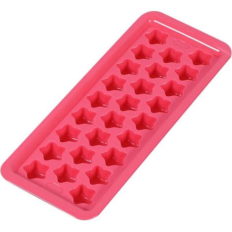 Moule À Glace - Silicone Alimentaire - Formes Étoile À Cinq Branches Carré Cœur - 26 Logements - Pour Réfrigérateur Congélateur - 1 Pièce (1/2)