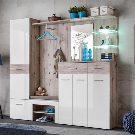 Ensemble Dressing "Gustavo IV" 210cm Naturel & Blanc (1/5)