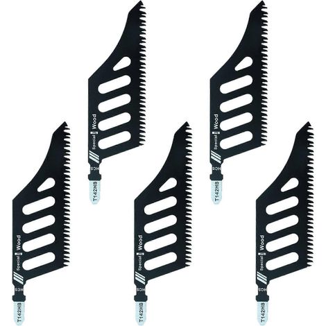 Lot de 5 lames de scie sauteuse à ras. robustes. en acier au carbone. affûtables. de rechange pour menuisiers (1/5)