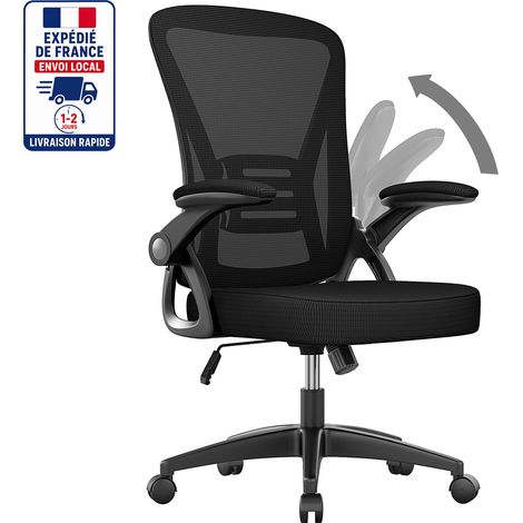 Fauteuil de Bureau Xhomrattan, Chaise Ergonomique à roulette, Hauteur Ajustable, Soutien Lombaire Dossier Règalable, Poids Max 150kg,Noir