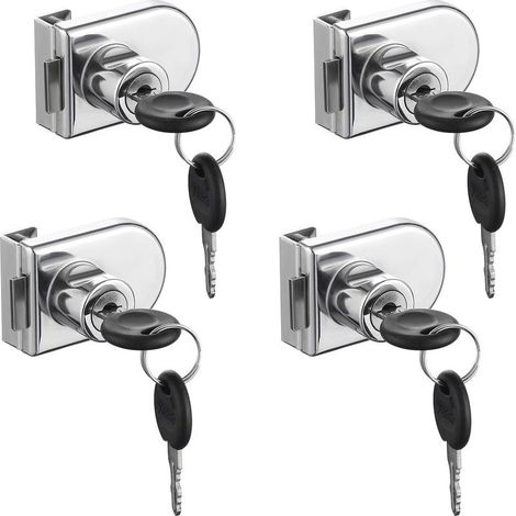Lot de 8 serrures de sécurité pour vitrines à double ouverture, compatibles avec les portes vitrées de 0,2 à 0,3 pouce d'épaisseur, clés séparées, sans perçage, en alliage de zinc. (1/5)