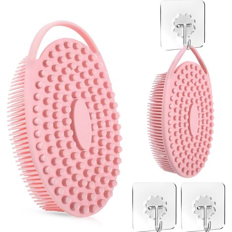 Gant De Bain En Silicone - Double Face Pour Exfoliation Et Massage - Pour Corps Visage Et Pieds - 1 Pièce Rose (1/5)