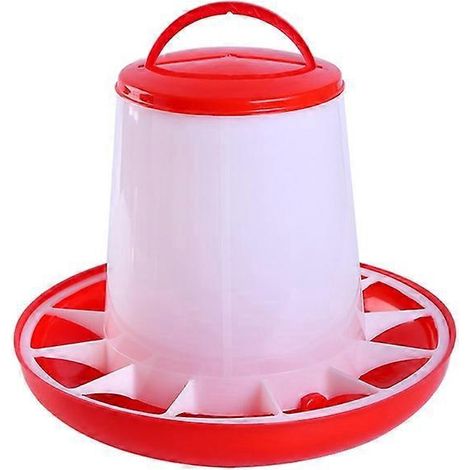 Distributeur de nourriture pour poules suspendu en plastique 3 kg, avec poignée, pour poulailler extérieur et élevage de volailles.