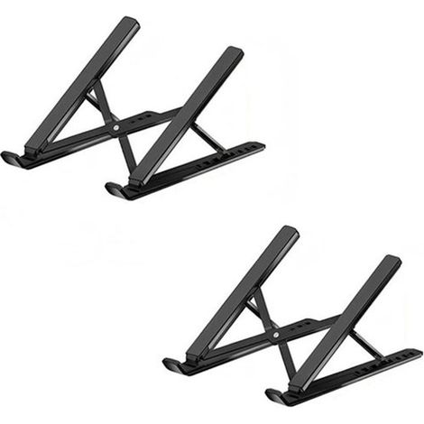Set di 2 supporti regolabili e ventilati in alluminio per laptop, ergonomici e con sistema di raffreddamento, adatti per MacBook Air, HP, Dell, da 10 a 17,3" (neri) (1/5)