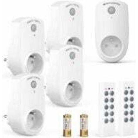 Lot De 5 Prises Programmables Électriques, XU, Télécommandées Sans Fil, 2 Télécommandes + 2 Piles, 30M Portée, Fonction On/Off - KZQ (1/4)