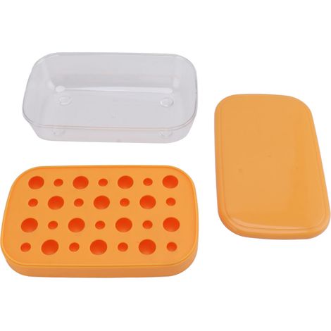 Moule à glaçons réutilisable et flexible, démoulage facile, bac à glaçons rond avec couvercle, multicouche orange