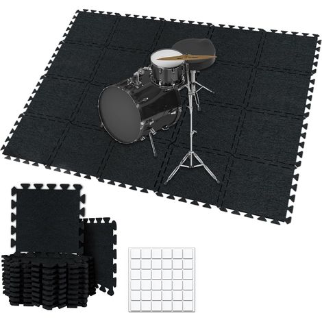 Lot de 16 tapis de sol emboîtables insonorisants, Antidérapant, antichoc, insonorisant, Panneau acoustique en polyester haute densité, 30 cm x 30 cm (1/5)