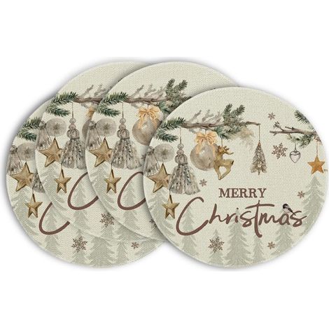 Sets de table Casse-Noisette de Noël, en vinyle, décoration de table hivernale, sets de table ronds - Lot de 7 - 11