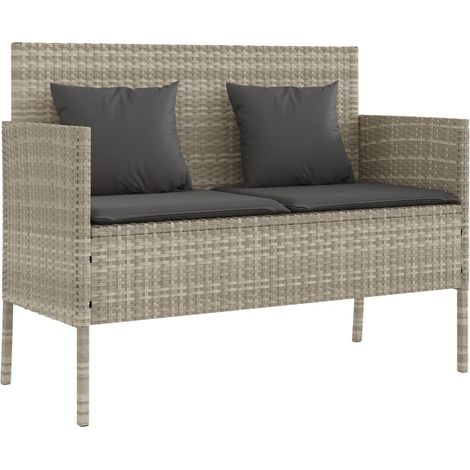 Maison Exclusive - Panca da Giardino con Cuscini Grigio Chiaro in Polyrattan