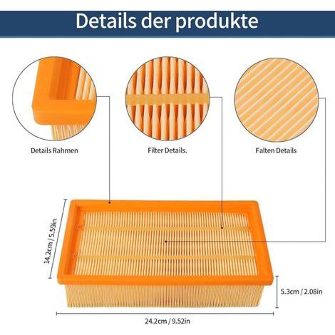 Lot de 2 filtres pour aspirateur Bosch Gas 35 L, M SFC, AFC Professional, plissés plats pour NT 25/1 Ap (1/3)