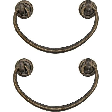 Set mit 2 klappbaren antiken Möbelgriffen, Schubladengriffen, Schrankgriffen, Klappgriffen für Truhen, Schränke, Kommoden, antike Bronze, Messing-Design (1/5)