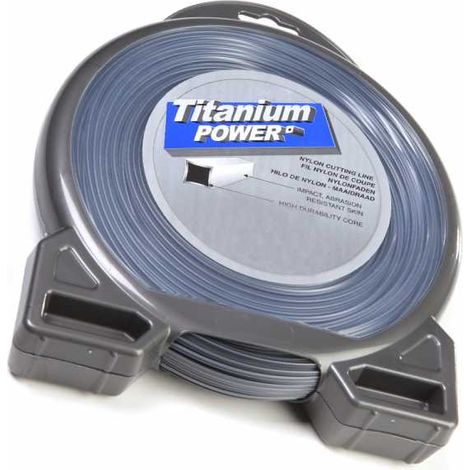 Fil Titanium 2,5 mm x 64 m. Carré. Bi-matière. Blister. Fil débroussailleuse (1/5)