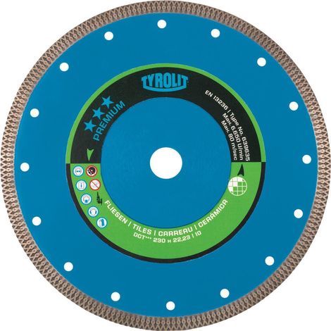 TYROLIT Disque diamanté Premium D.230mm Alés.22,23mm Tuiles 10mm - 639635 (1/5)