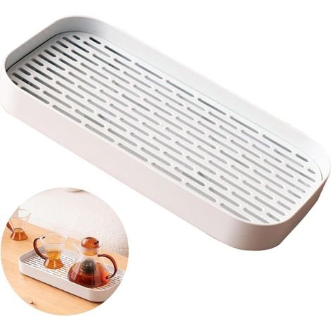 2 pièce Égouttoir à Vaisselle, Égouttoir à Vaisselle à 2 Etages, Support Plateau D'Égouttement, Double Couche Amovible pour Couverts, Tasses pour évacuer l'eau (33 x 16 x 4 cm) (1/5)