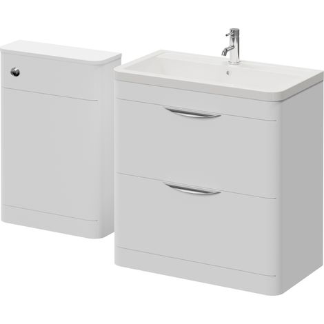 Oslo Gloss White 1350mm Vanity Unit Toilet Suite with Leni Basin - 1350mm - Oslo Standard HandleWithout Jubilee Toilet Pan