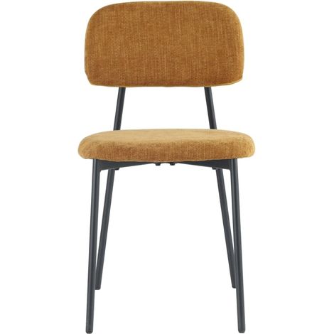 Lot de 4 Chaises – Piètement Métal Noir & Tissu Ocre Style Contemporain (1/5)