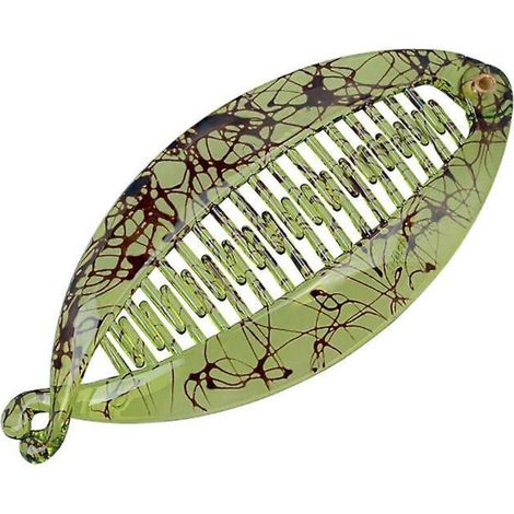 Breiter grüner Schildpattkamm und Haarspange für langes Haar (1/4)