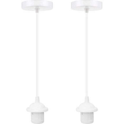 Douille Lampe E27 - Support Suspension Plafond avec Câble 100 cm - Pour Lustres et Lampes Pendentifs - 2 Pièces