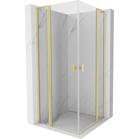 Mexen Mist L Duo Duschkabine Schwingtür 95 x 95 cm, transparent, gold gebürstet - 8A4L-095-095-55-00 (1/5)