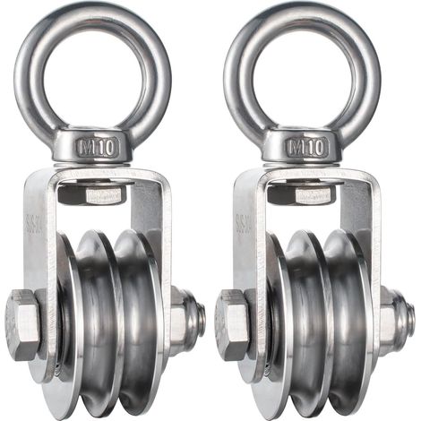 [NUNCA USADO]polea doble con 2 rodamientos de bolas, polea de acero inoxidable,  cable de acero, capacidad de carga 500 kg,（2pcs） (1/5)