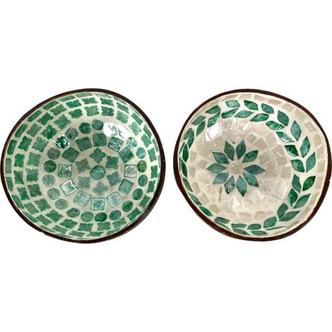 Bol 2 éléments pour cuisine et décoration ethnique en bois de qualité (1/3)