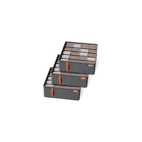 Lot de 3 boîtes de rangement pour chaussettes à 20 cellules, organiseurs de tiroirs, sous-vêtements, système de rangement pour vêtements, sous-vêtements, cravates, tri de chaussettes (1/5)