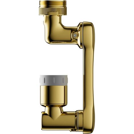 Tap extension accessory, 1080° swivel tap aerator, 2-nozzle mixer spout, universal aerator for kitchen and bathroom taps (gold) (1/5)