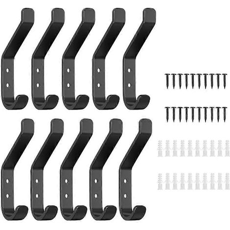 Lot de 10 cintres métalliques muraux en acier au carbone pour chambre à coucher. Crochets pour vêtements. (1/4)