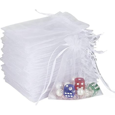 100 sachets en organza, pochettes cadeaux en organza 13x18cm avec cordon de serrage, idéales pour offrir des bonbons ou autres cadeaux. (1/5)