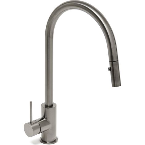 Swiss Aqua Technologies Aurum mitigeur évier à levier sur pied 44 cm avec douchette extractible 2 jets, métal brossé (SATBAUR286BGM) (1/5)