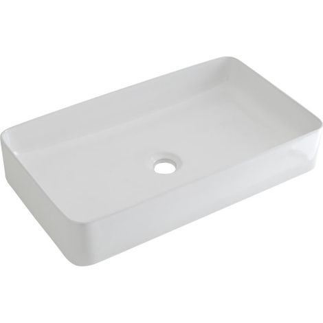 Milano Rivington 600mm x 340mm White Ceramic Rectangular Countertop Bathroom Basin Sink - Basin Only (1/5)