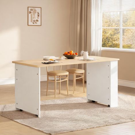 Table haute escamotable blanche avec rangement 133-202 cm en MDF (1/5)
