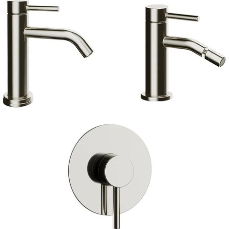 Set miscelatori lavabo bidet senza scarico e incasso doccia monocomando nickel spazzolato Bette (1/4)