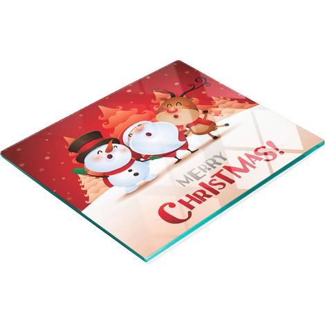 Tablero decorativo multifuncional de vidrio templado Feliz Navidad 60x52 cm