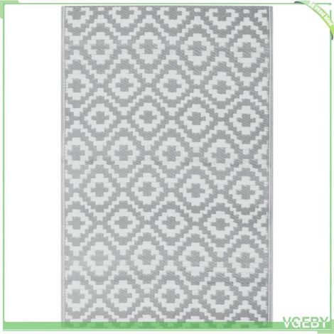 Tapis d'extérieur - FAFEICY - ARAKIL - Gris - 190x290 cm - Réversible (1/5)